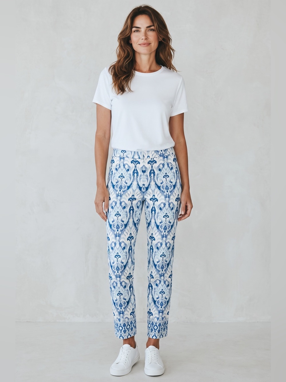 Tyler Boe Straight Leg Ankle Pants // Blue & White // 8